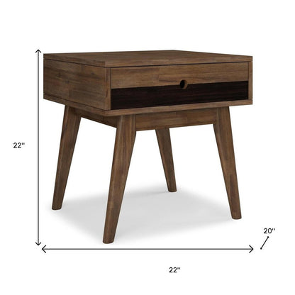 22" Brown Wood End Table With Drawer HomeRoots