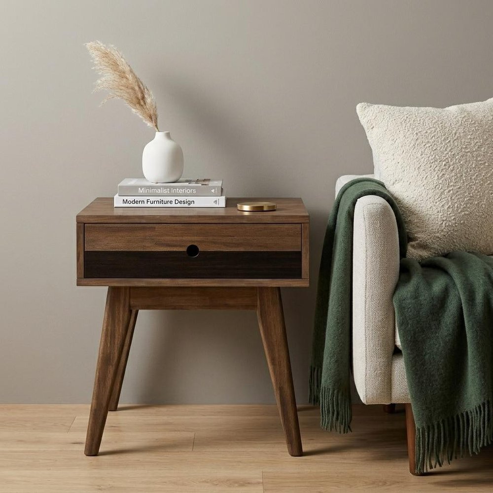 22" Brown Wood End Table With Drawer HomeRoots