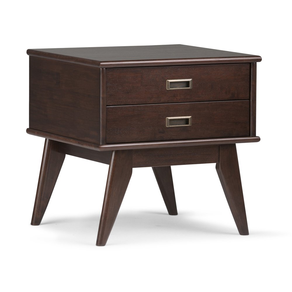 22" Brown Wood End Table With Two Drawers HomeRoots