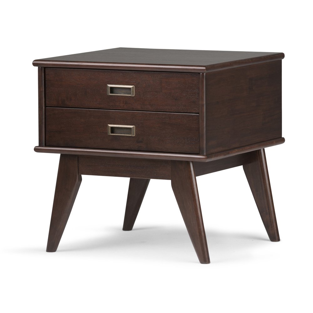 22" Brown Wood End Table With Two Drawers HomeRoots