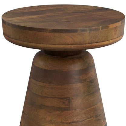 18" Brown Solid Wood Round Pedestal End Table HomeRoots