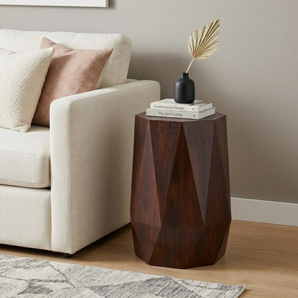 21" Brown Solid Wood Free Form End Table HomeRoots