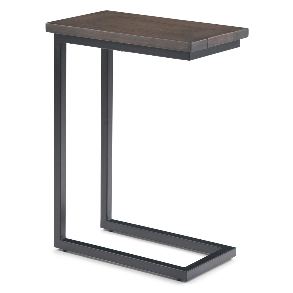 24" Walnut and Brown Solid Wood and Iron End Table HomeRoots