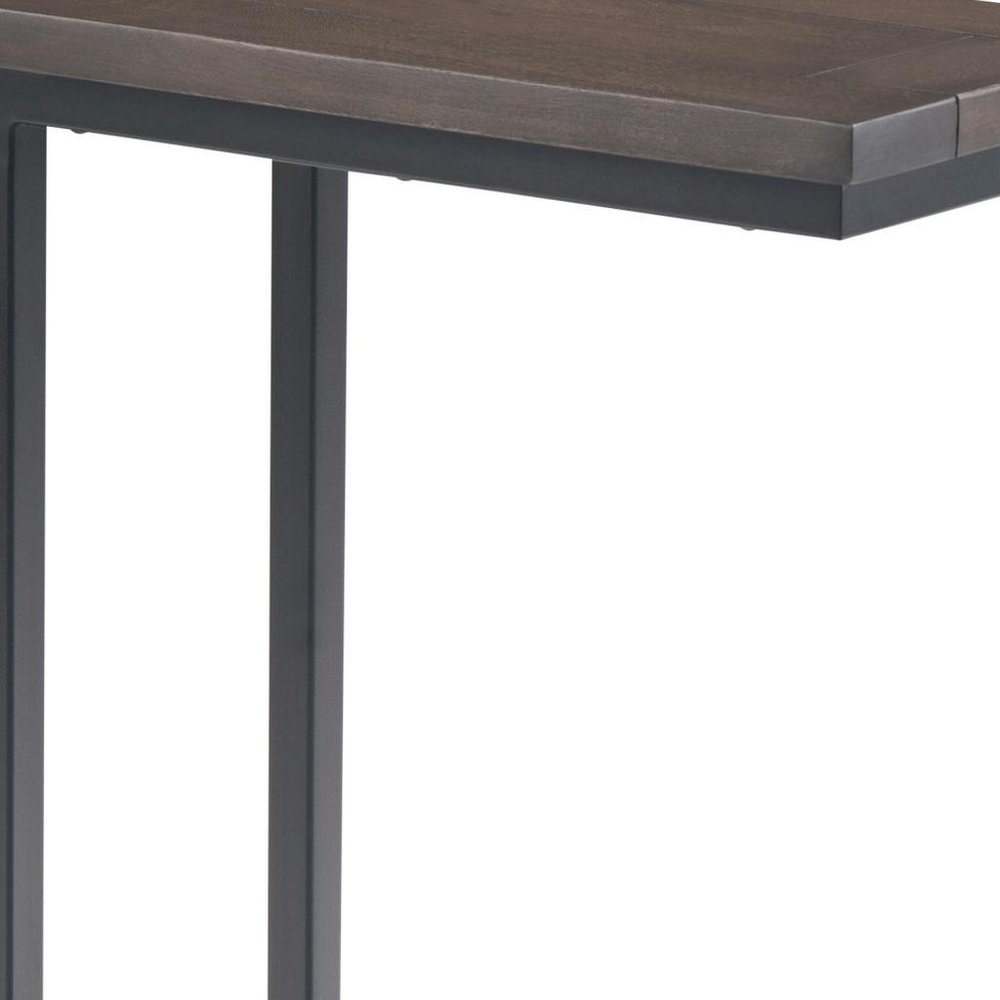 24" Walnut and Brown Solid Wood and Iron End Table HomeRoots
