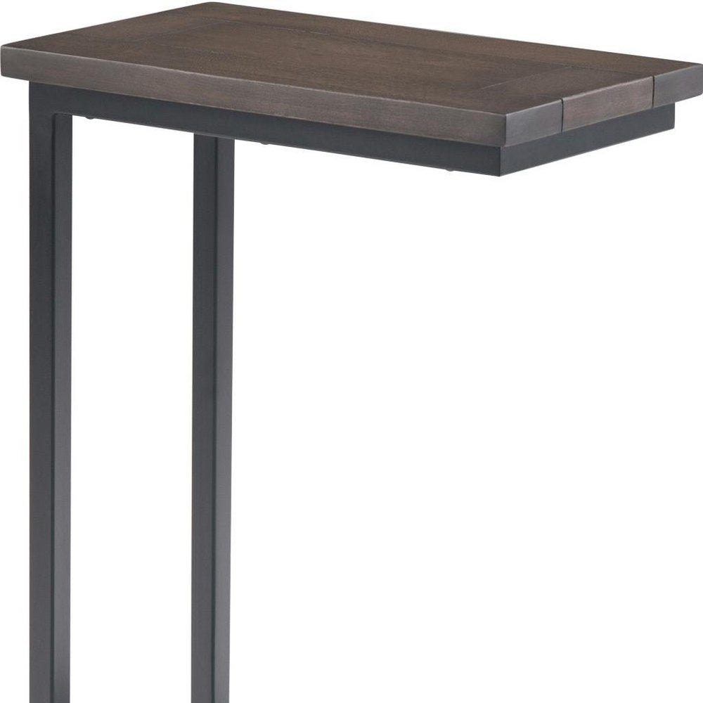 24" Walnut and Brown Solid Wood and Iron End Table HomeRoots