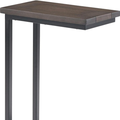 24" Walnut and Brown Solid Wood and Iron End Table HomeRoots