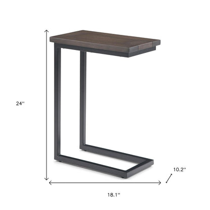24" Walnut and Brown Solid Wood and Iron End Table HomeRoots