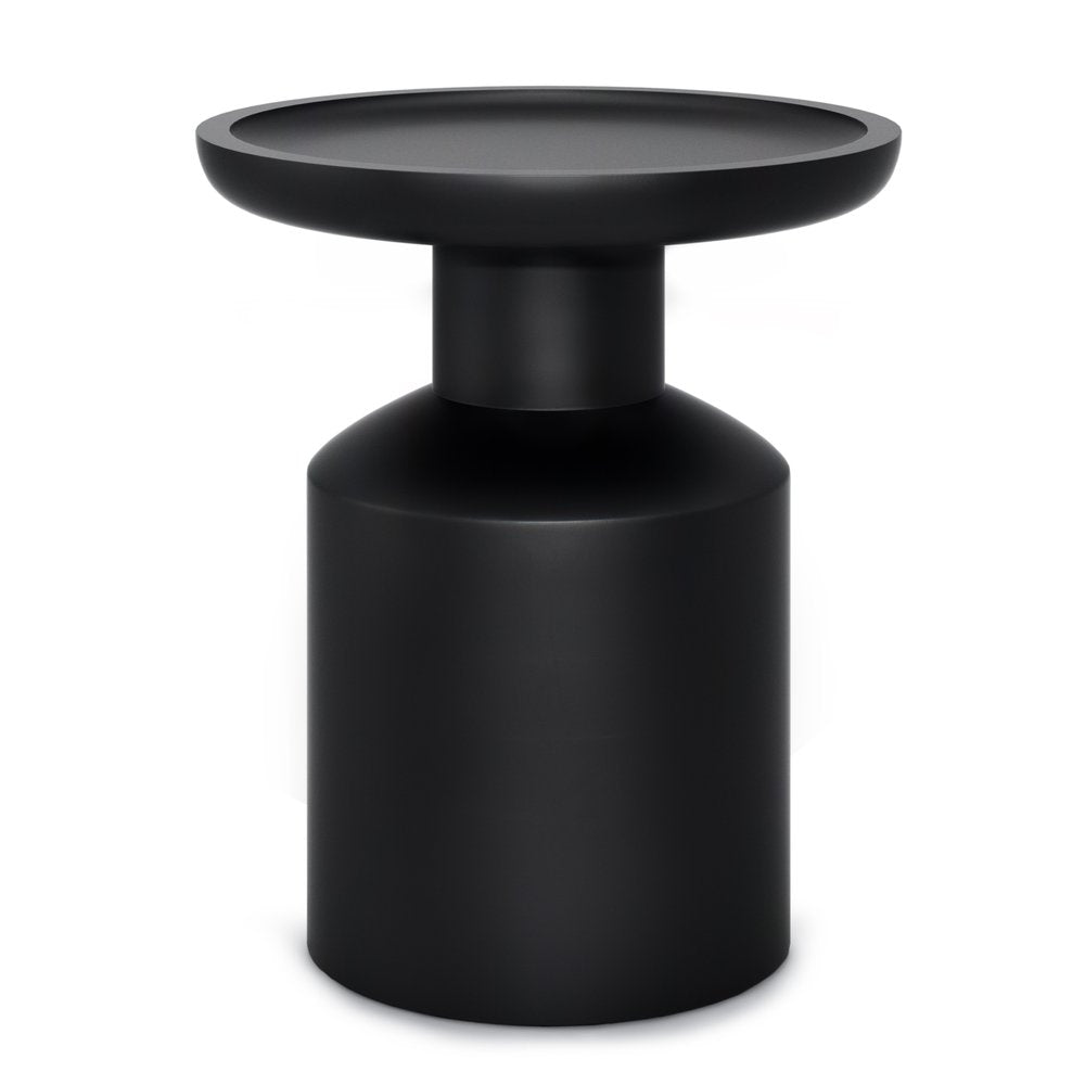 18" Black Solid Wood Round Pedestal End Table HomeRoots