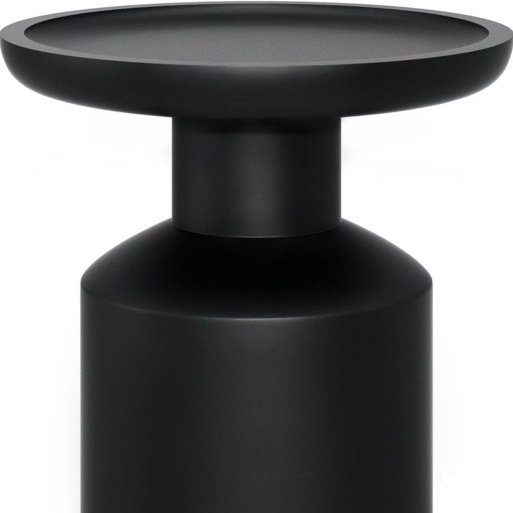 18" Black Solid Wood Round Pedestal End Table HomeRoots