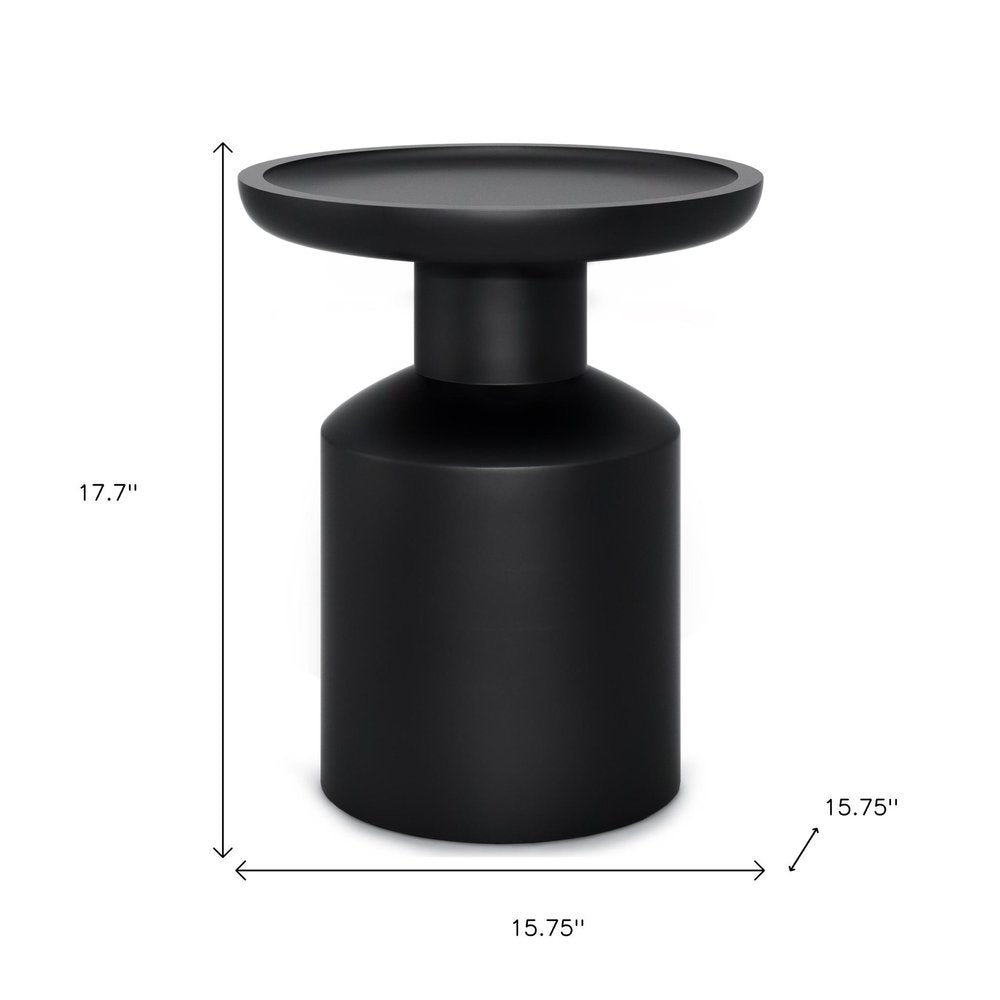 18" Black Solid Wood Round Pedestal End Table HomeRoots