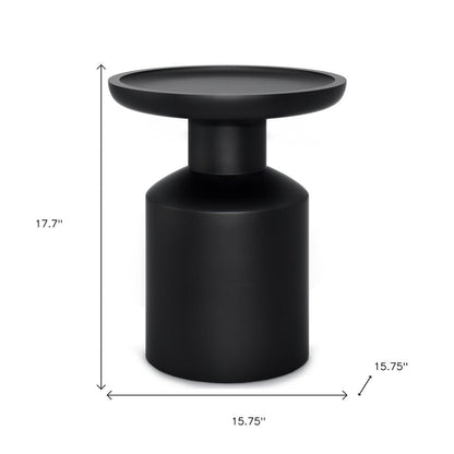 18" Black Solid Wood Round Pedestal End Table HomeRoots
