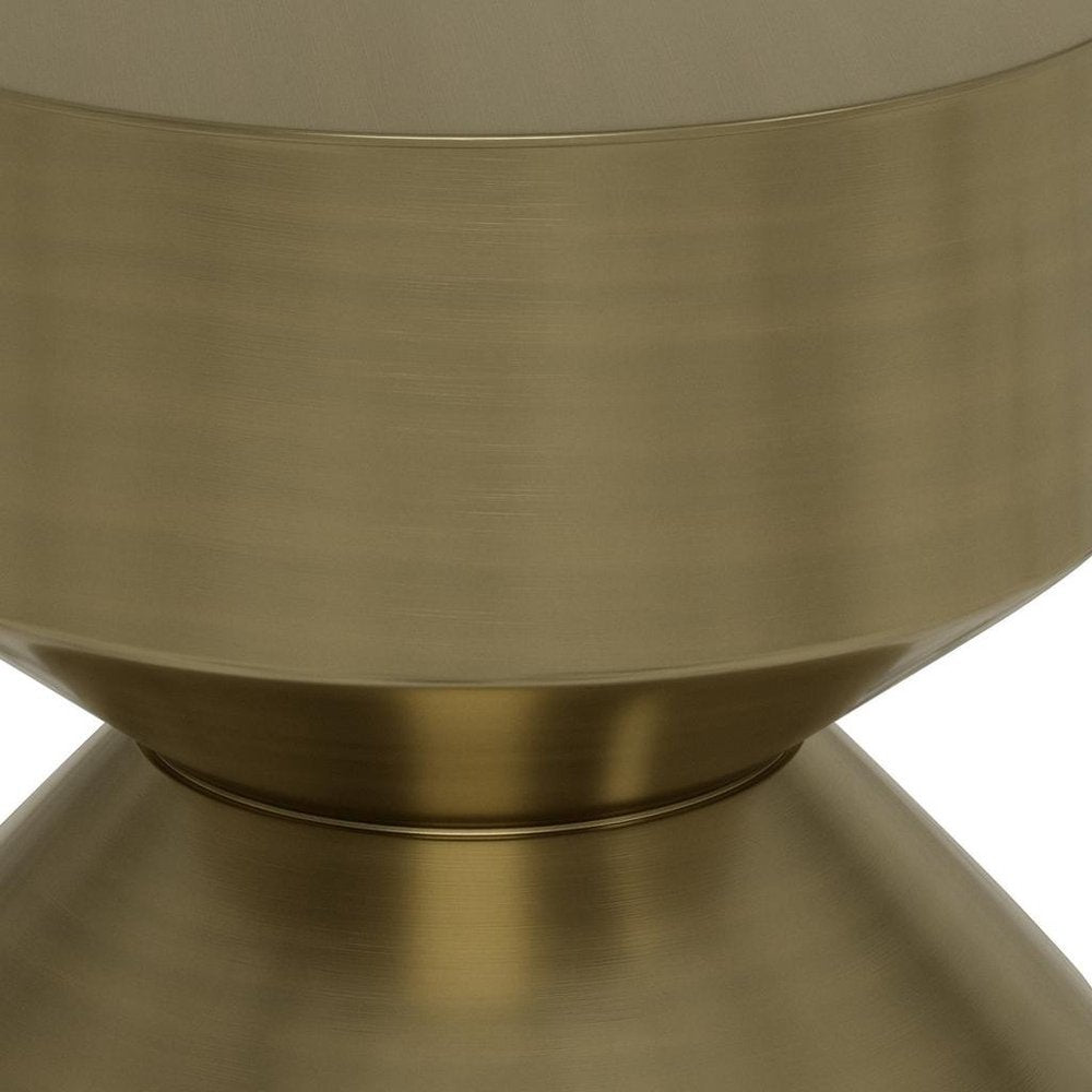 20" Brass and Black Iron Round Pedestal End Table HomeRoots