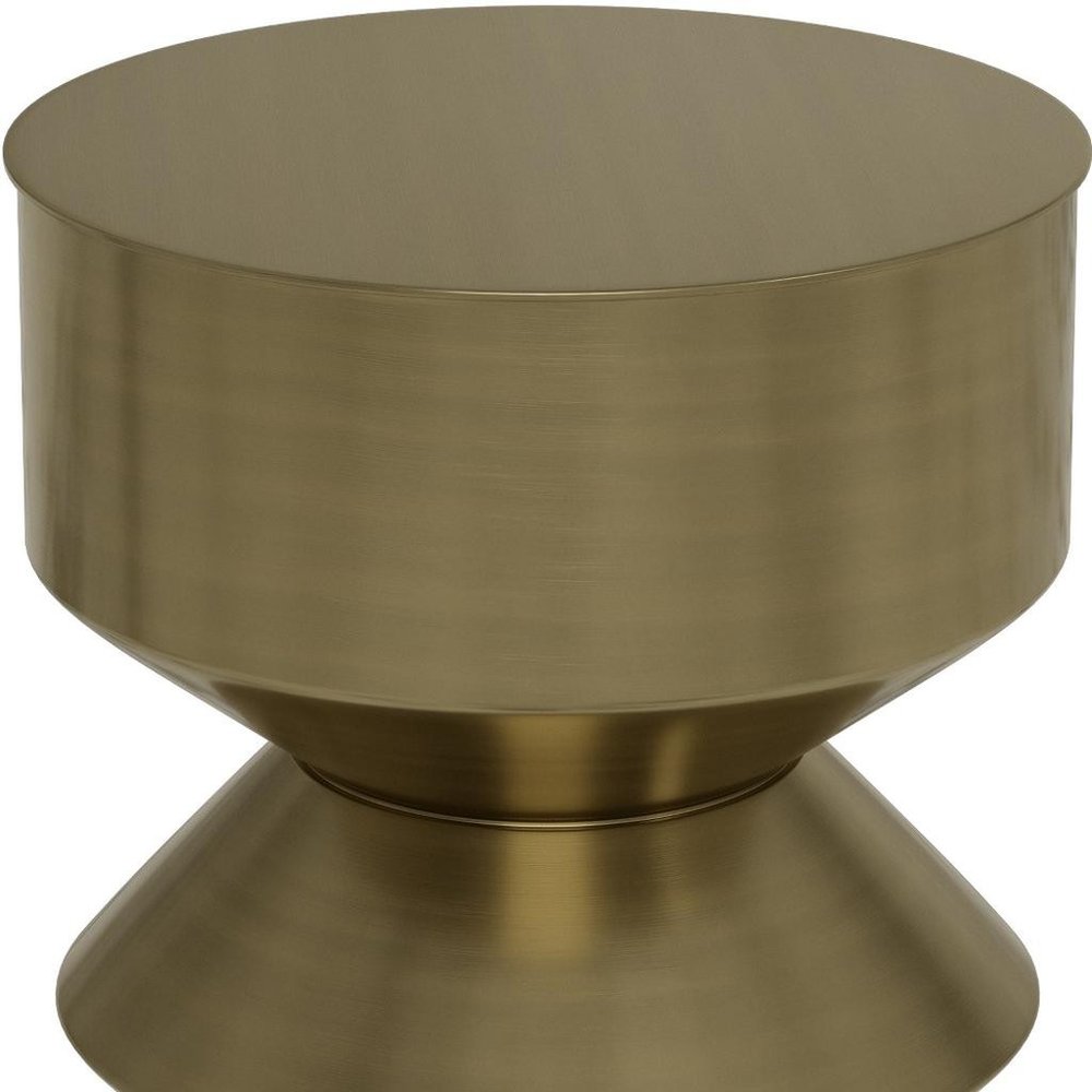 20" Brass and Black Iron Round Pedestal End Table HomeRoots