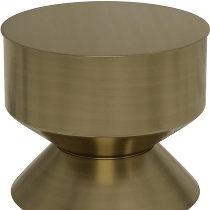 20" Brass and Black Iron Round Pedestal End Table HomeRoots