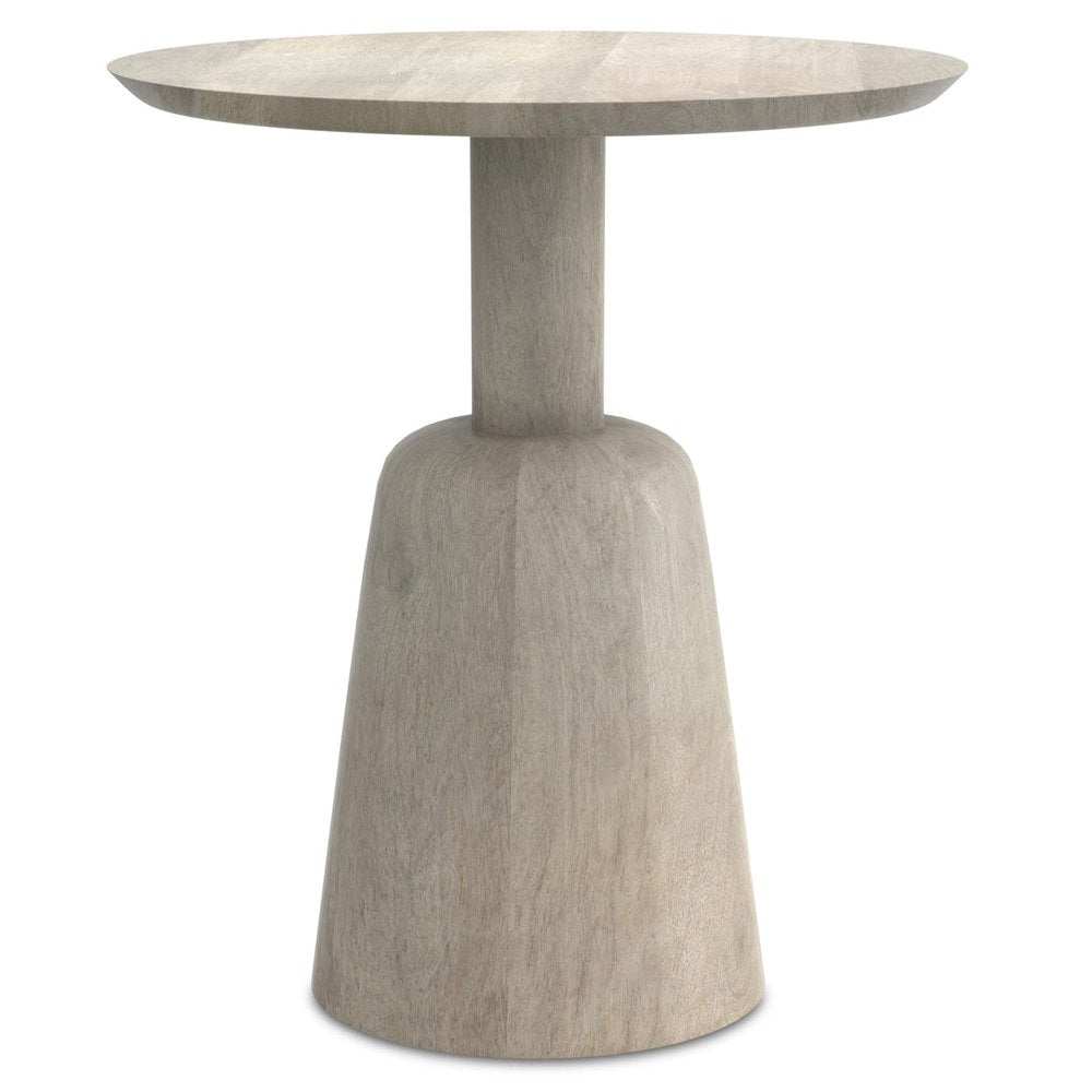 20" White Solid Wood Round Pedestal End Table — view 1