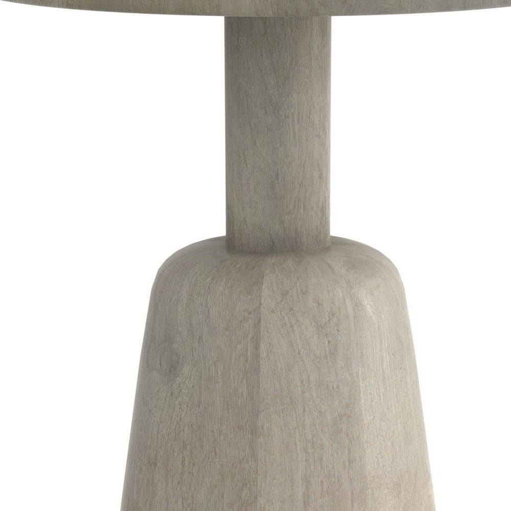 20" White Solid Wood Round Pedestal End Table — view 2