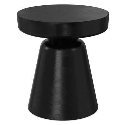 18" Black Solid Wood Round Pedestal End Table HomeRoots