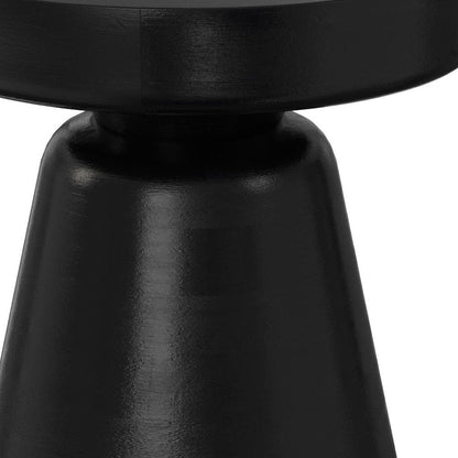 18" Black Solid Wood Round Pedestal End Table HomeRoots