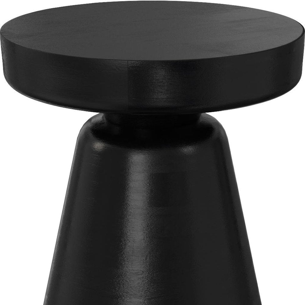 18" Black Solid Wood Round Pedestal End Table HomeRoots