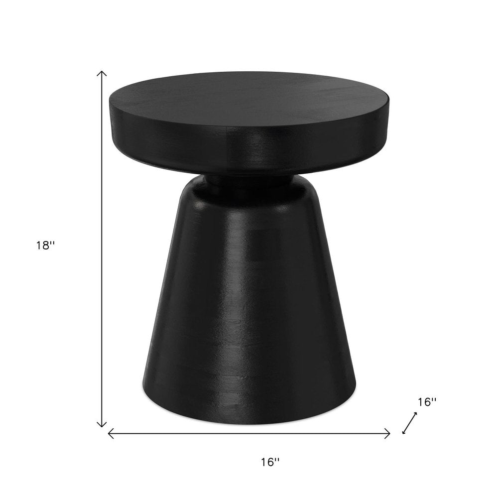18" Black Solid Wood Round Pedestal End Table HomeRoots