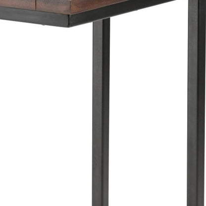 24" Brown Solid Wood and Iron End Table HomeRoots