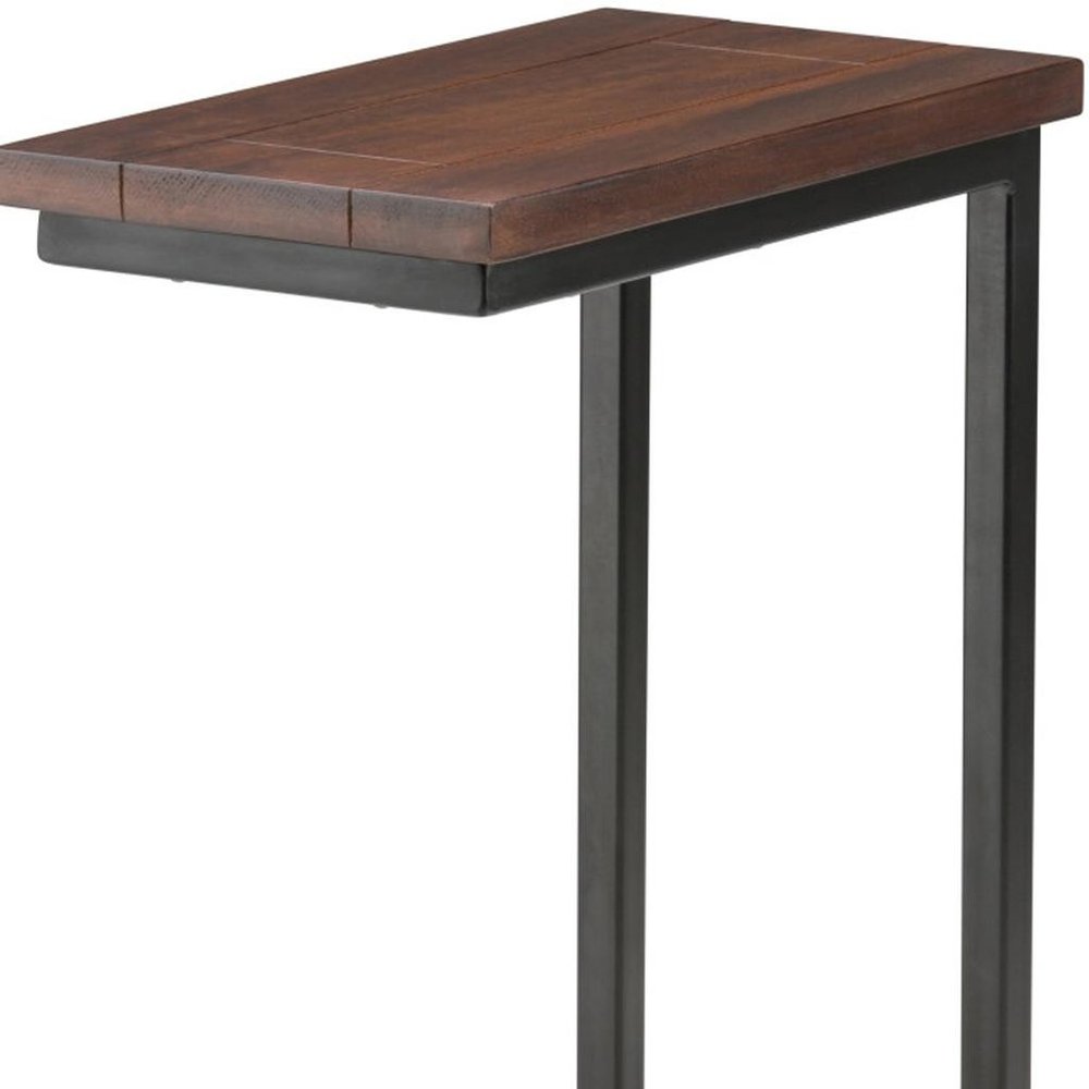 24" Brown Solid Wood and Iron End Table HomeRoots