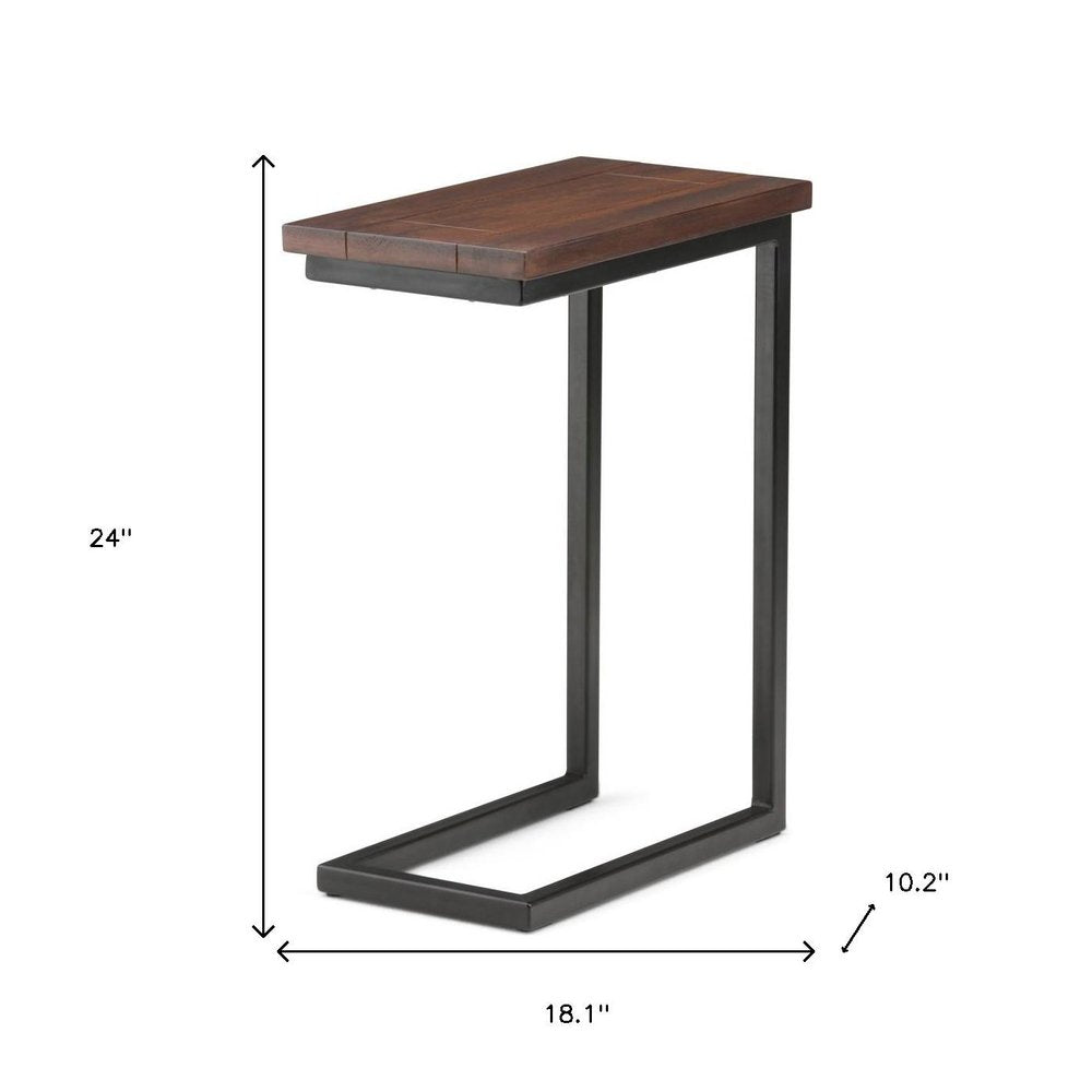 24" Brown Solid Wood and Iron End Table HomeRoots