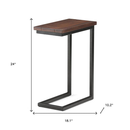 24" Brown Solid Wood and Iron End Table HomeRoots