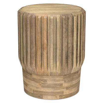20" Natural Solid Wood Round Drum End Table HomeRoots