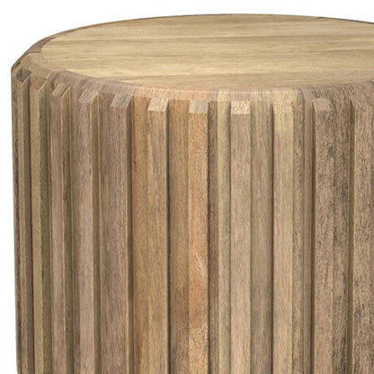 20" Natural Solid Wood Round Drum End Table HomeRoots