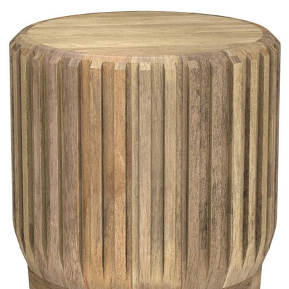 20" Natural Solid Wood Round Drum End Table HomeRoots