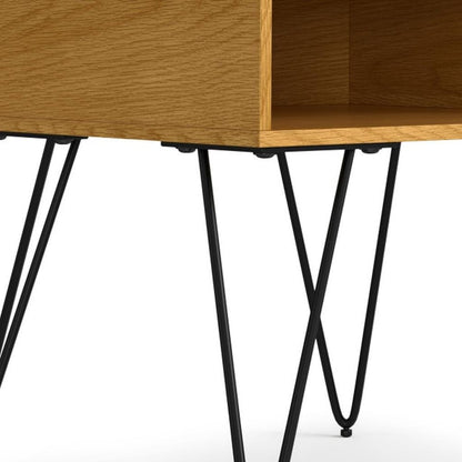 23" Oak Wood And Iron Square End Table With Shelf