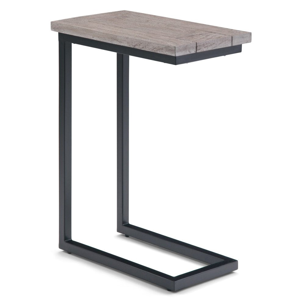 24" Walnut and Black Solid Wood and Iron End Table HomeRoots