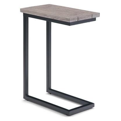 24" Walnut and Black Solid Wood and Iron End Table HomeRoots