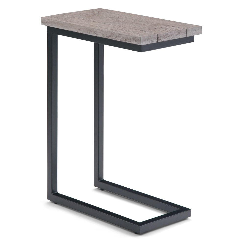 24" Walnut And Black Solid Wood And Iron End Table — view 10