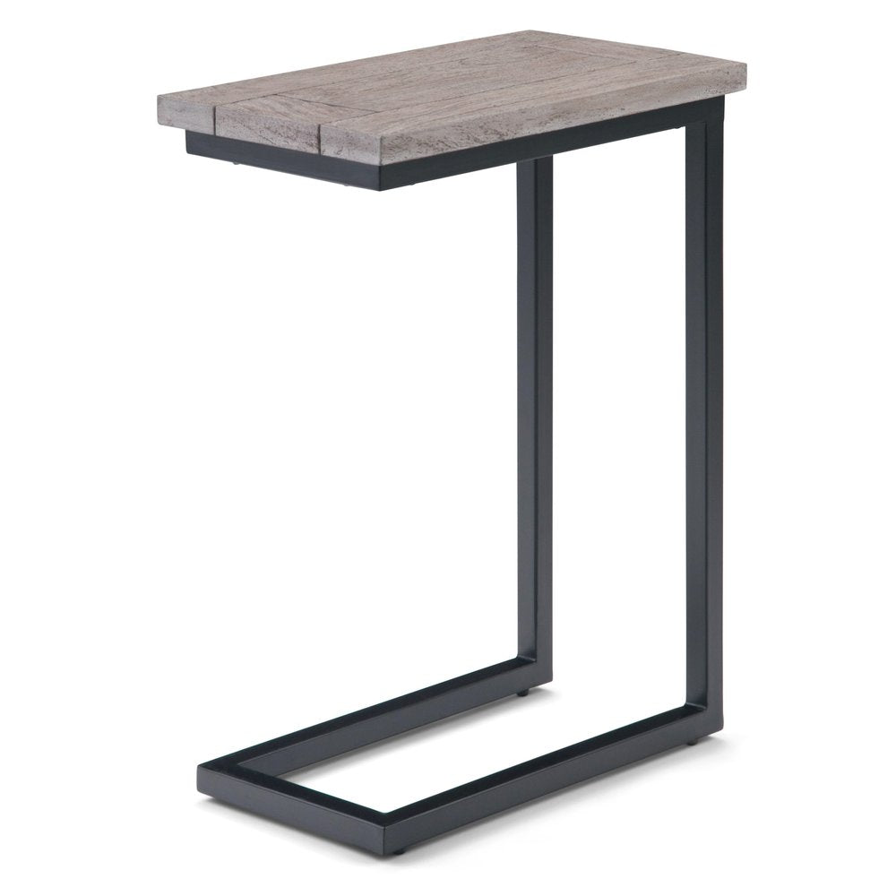 24" Walnut and Black Solid Wood and Iron End Table — view 11