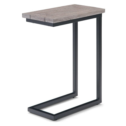 24" Walnut and Black Solid Wood and Iron End Table HomeRoots