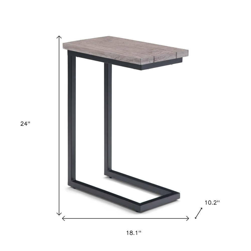 24" Walnut and Black Solid Wood and Iron End Table HomeRoots