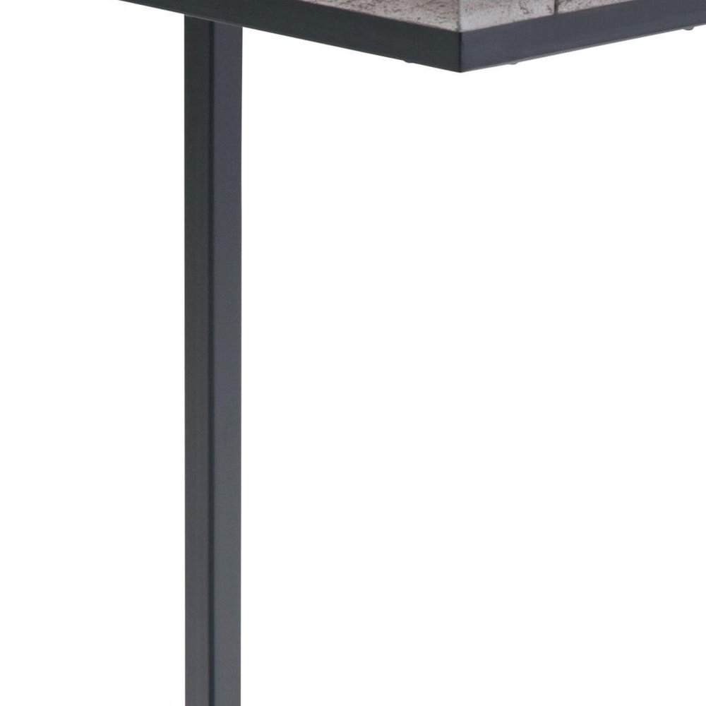 24" Walnut and Black Solid Wood and Iron End Table HomeRoots