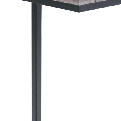 24" Walnut and Black Solid Wood and Iron End Table HomeRoots