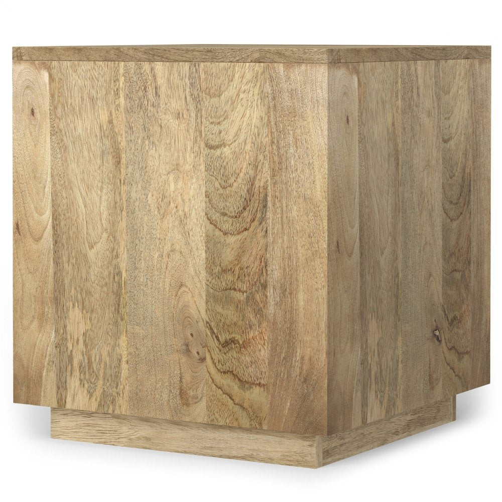 22" Natural Solid Wood Square Block End Table — view 3
