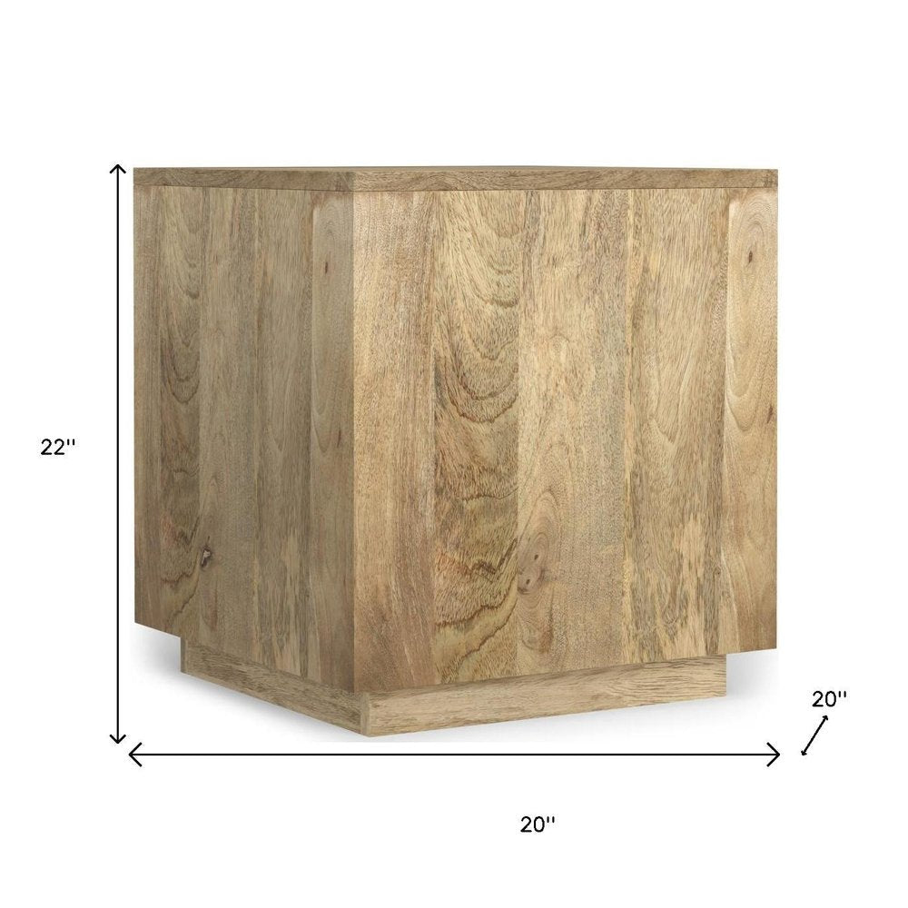 22" Natural Solid Wood Square Block End Table — view 4