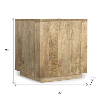 22" Natural Solid Wood Square Block End Table HomeRoots