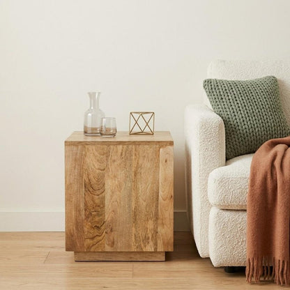22" Natural Solid Wood Square Block End Table HomeRoots