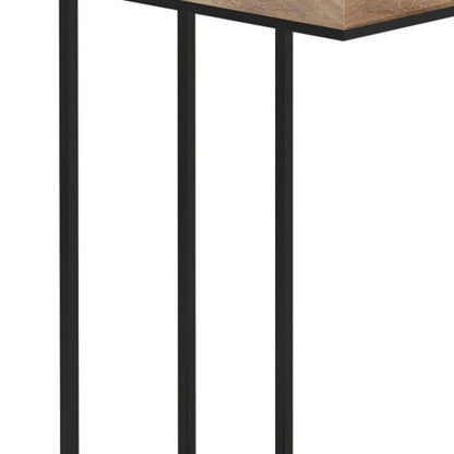 24" Natural Distressed Solid Wood and Steel End Table HomeRoots