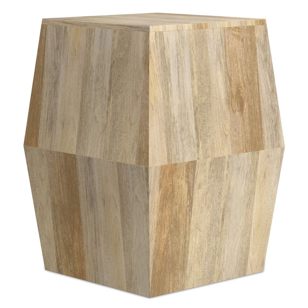 22" Natural Solid Wood Square Block End Table — view 3