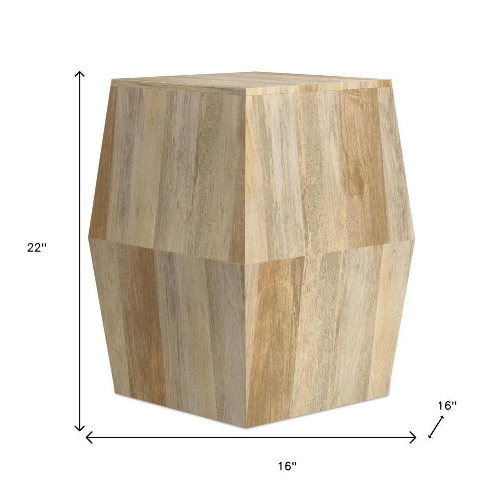 22" Natural Solid Wood Square Block End Table HomeRoots