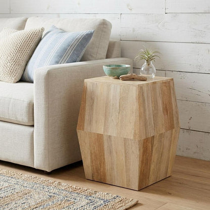 22" Natural Solid Wood Square Block End Table HomeRoots