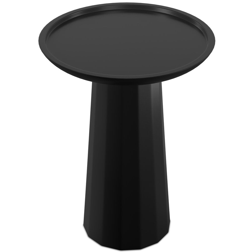 19" Black Solid Wood Round Pedestal End Table — view 1