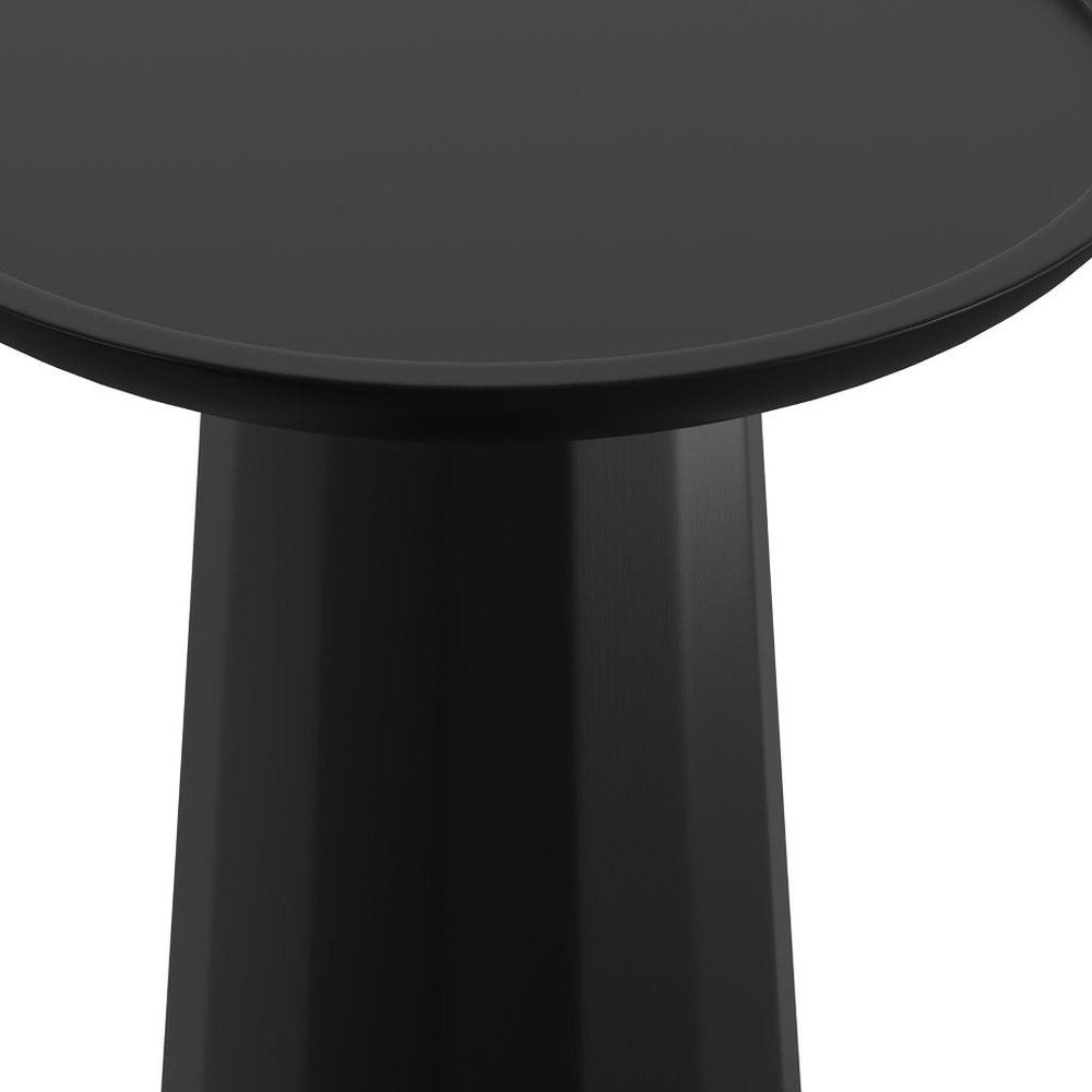 19" Black Solid Wood Round Pedestal End Table — view 2